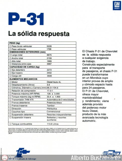 Catlogos Folletos y Revistas Folleto P-31 por Alberto Bustamante
