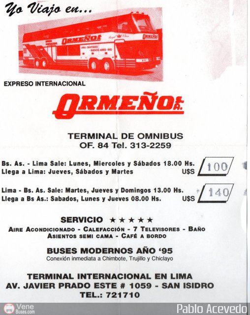 Pasajes Tickets y Boletos Ormeno por Pablo Acevedo