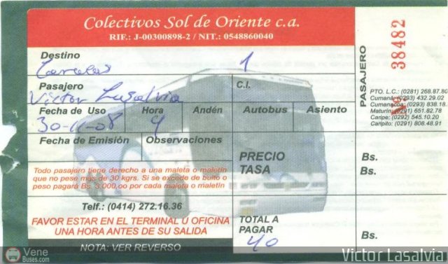 Pasajes Tickets y Boletos Colectivos Sol de Oriente por Juan De Asceno