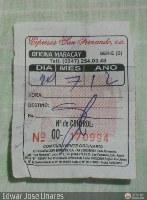 Pasajes Tickets y Boletos Expresos San Fernando por Edwar Jose Linares